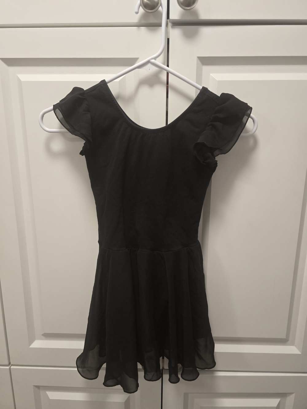 Stelle Black Ballet Leotard with Ruffle/Flutter Sleeves & Chiffon Skirt 130 (CL)